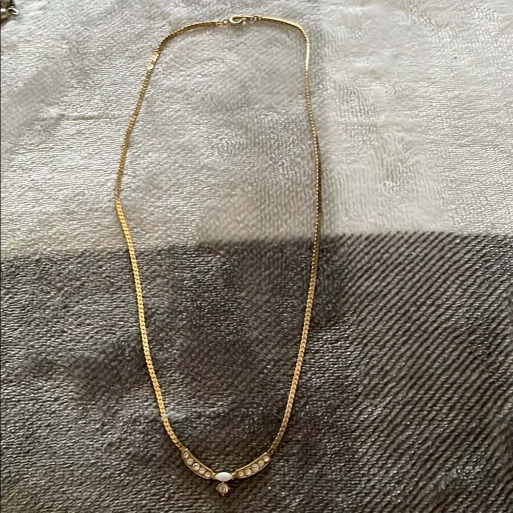 Gold and White Minimalist Necklace with Delicate Design